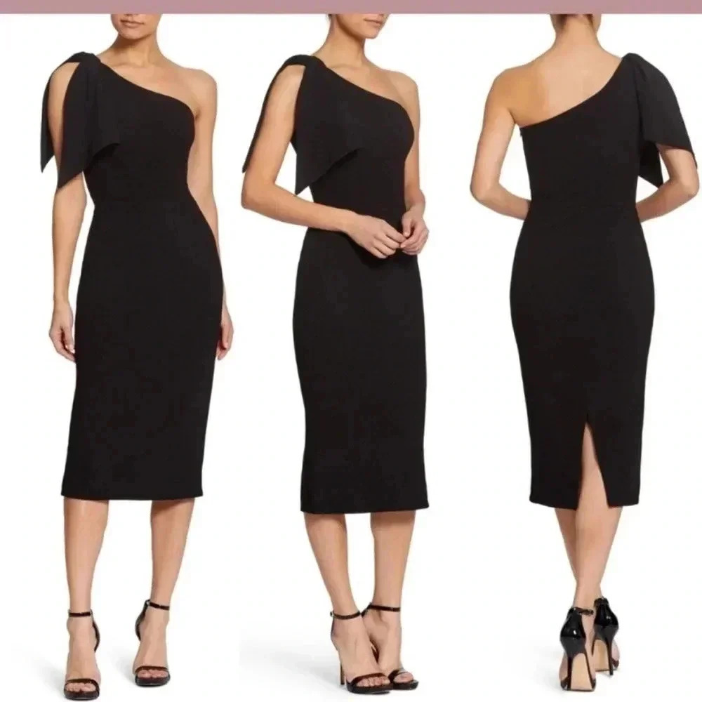 Dress the population one sleeve midi dress